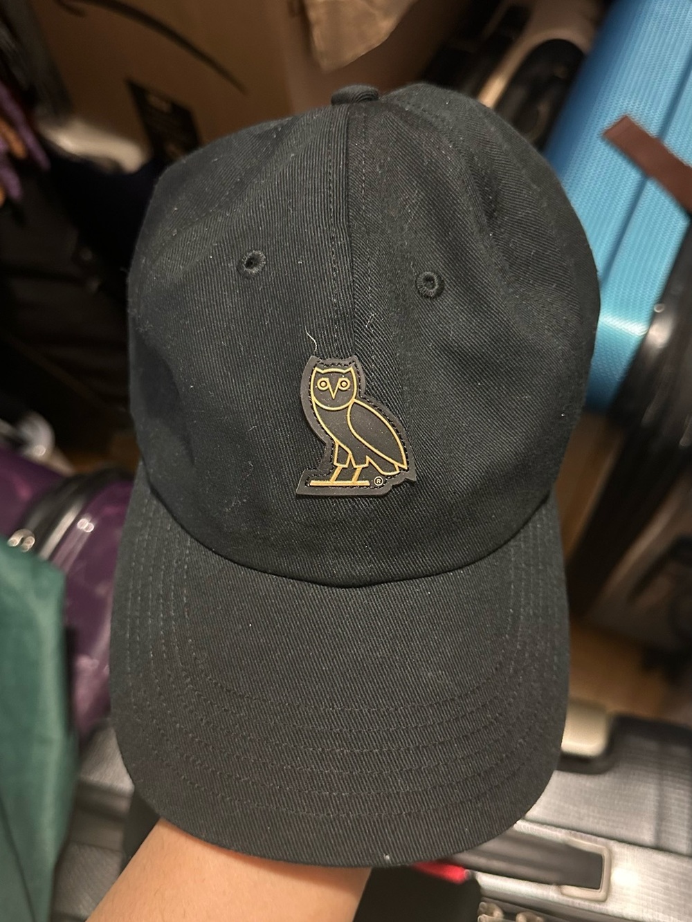 OVO Black Baseball Cap with Gold Owl Emblem